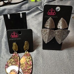 Paparazzi Silver and Multicolor Earrings Collection. Both pair 1 money.